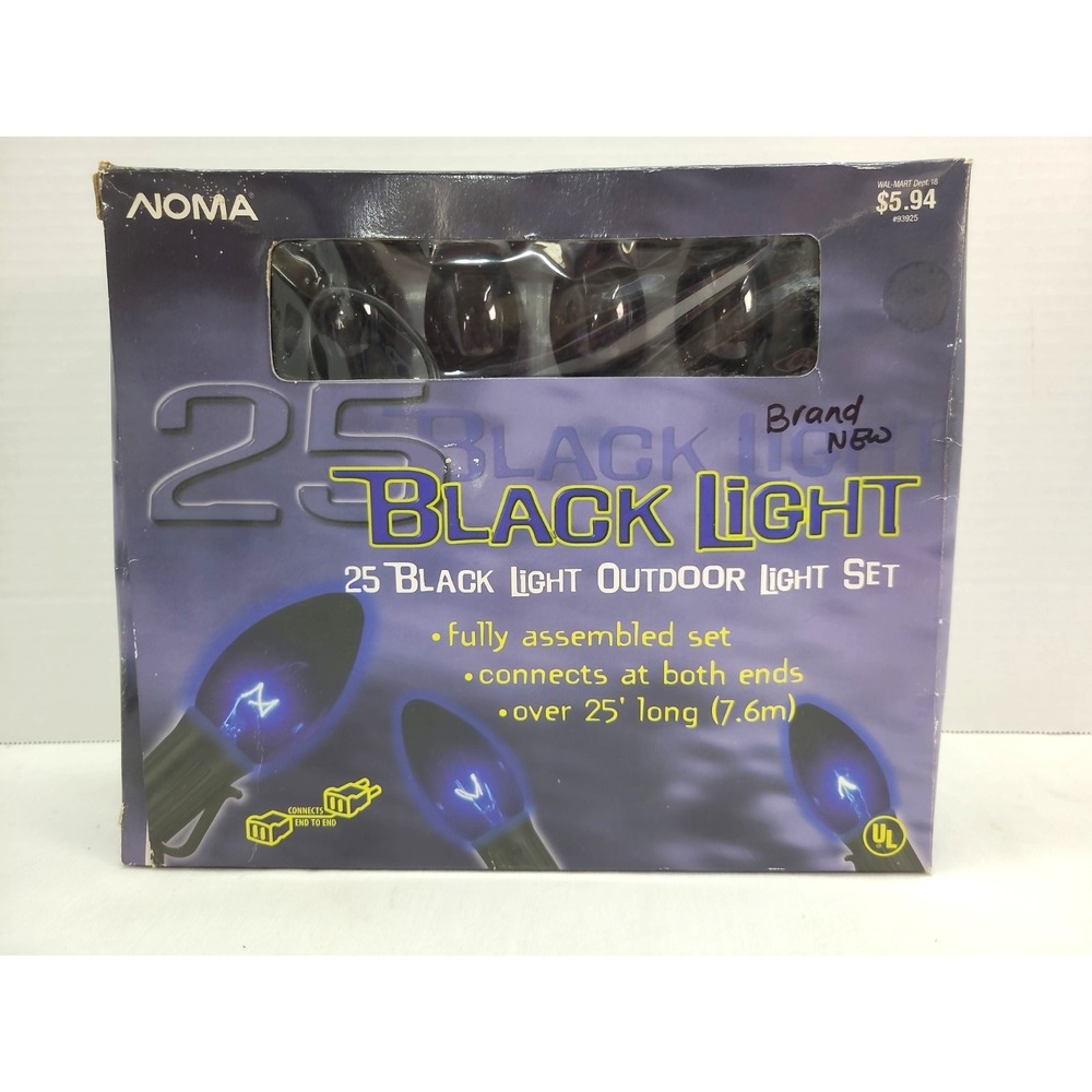 Nomas NOS Black Light Outdoor 25 String Light Set Patio Party Halloween Decor